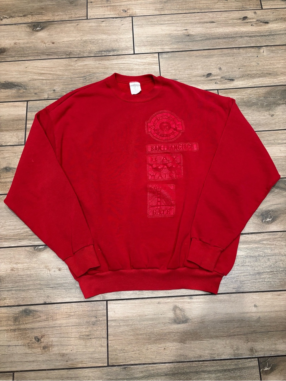 Vintage 90s San Francisco Golden Gate Bay Watch Sweatshirt Red L Made in USA